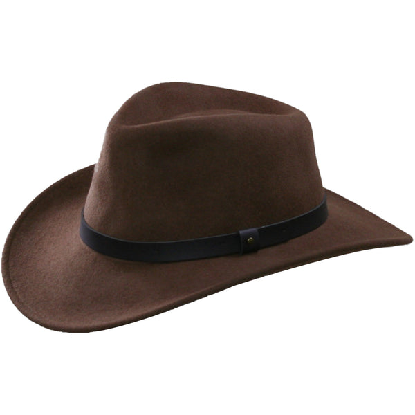 Broner Felt Outback Leather-Like Band Hat - Black