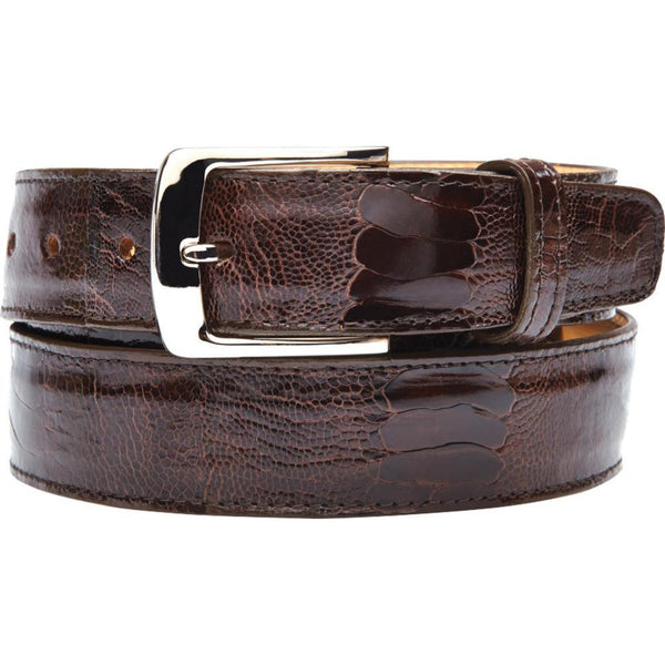 Men's Ostrich Leg Leather Belt - Brown/ Black