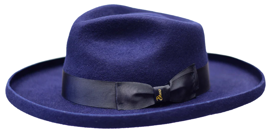 Fedora Wide Brim Hat, 100% Wool, Leather trim, Unisex