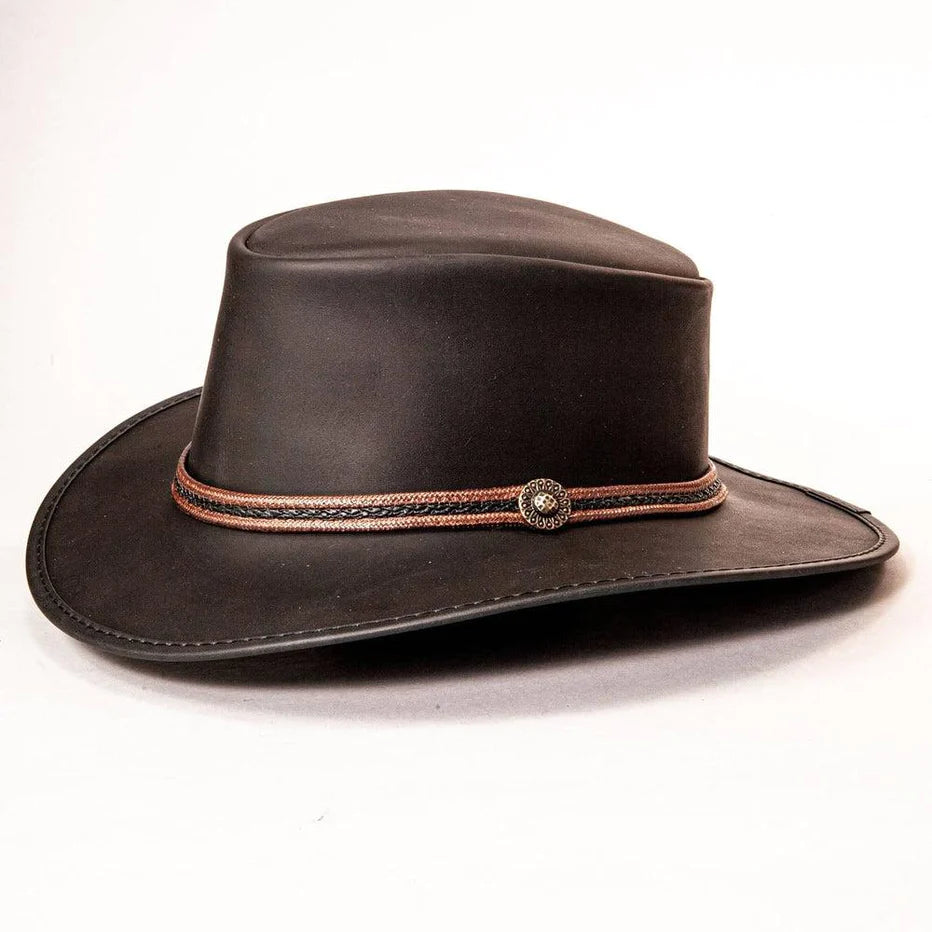 New American Hat Makers Cabana Mesh Leather Hat Black