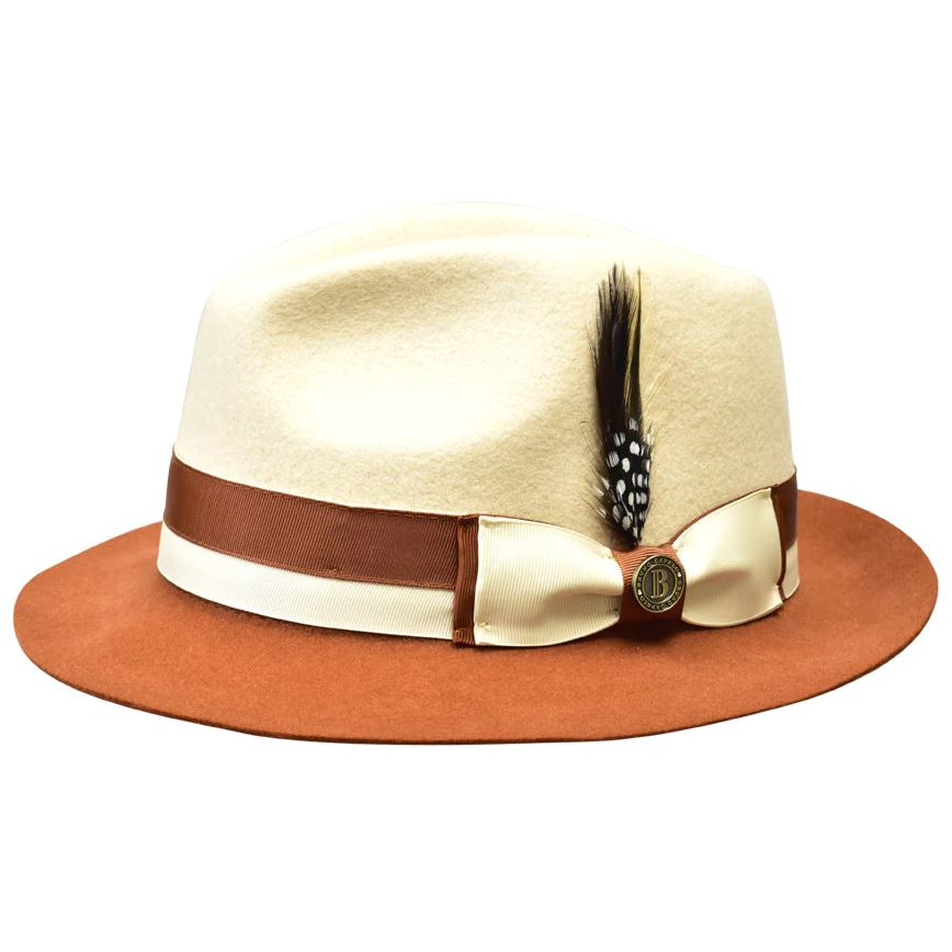 Caesar Two-Tone Classic Brim Wool Fedora by Bruno Capelo