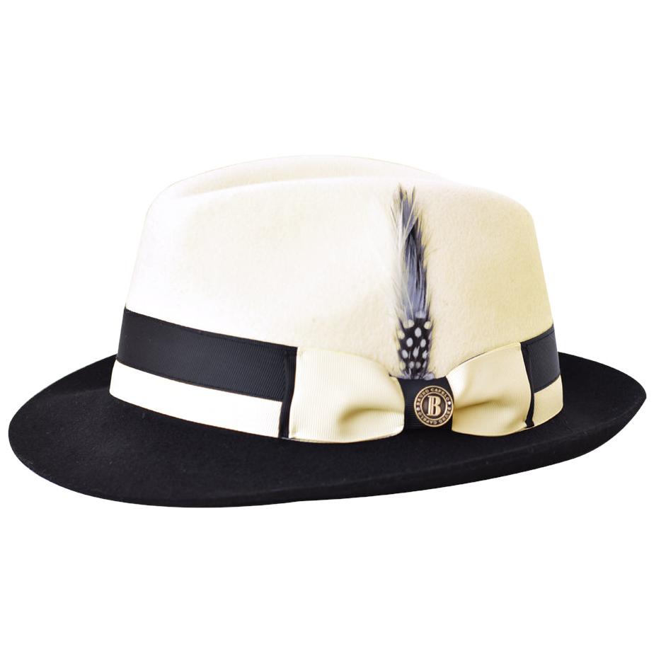 Caesar Two-Tone Classic Brim Wool Fedora by Bruno Capelo – Levine