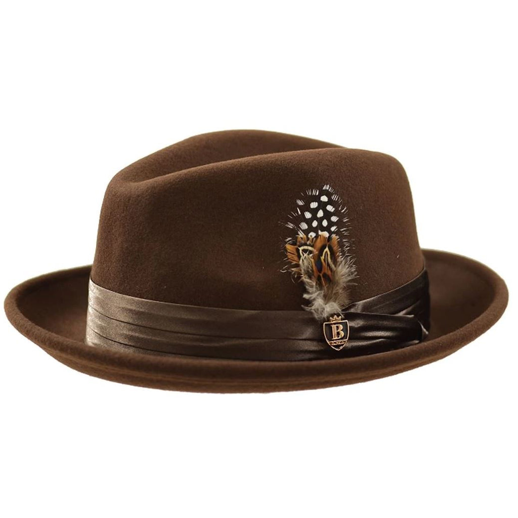 Wool Felt Gangster Fedora Hat with Satin Hat Band by Bruno Capelo ...