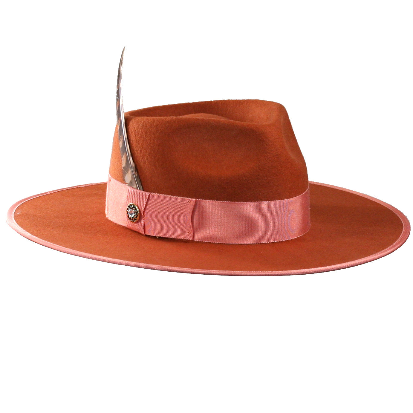 Pierce Wide Brim Wool Fedora by 9th Street Hats Rust / M